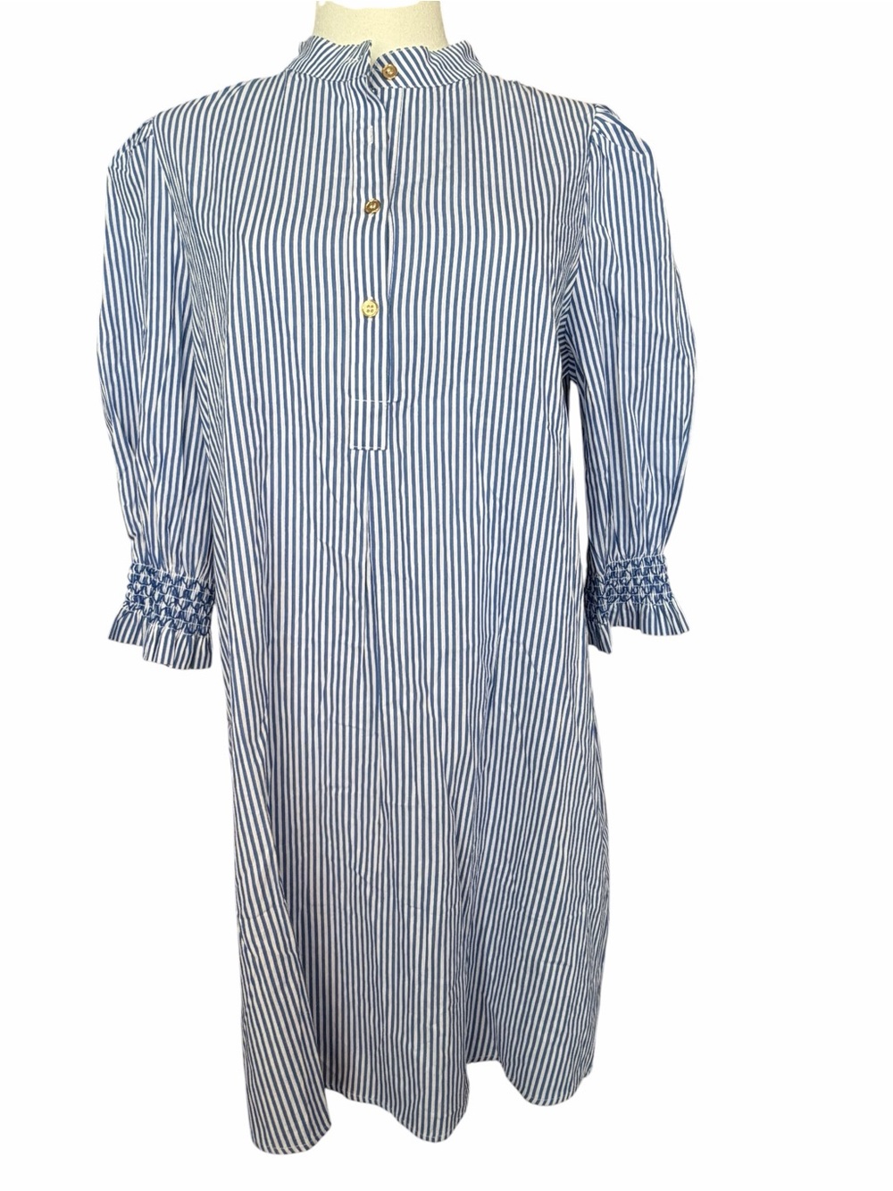 D Duffield Lane PERCY POPOVER DRESS IN NAVY & WHITE STRIPE